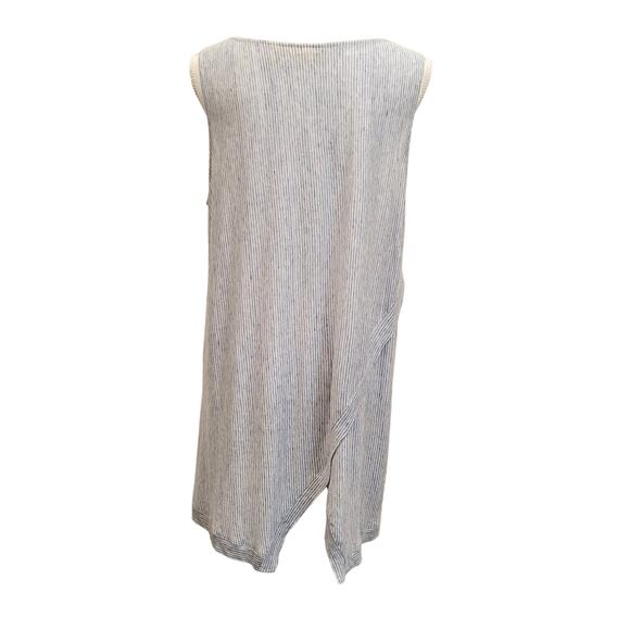 Christian Siriano Top Women's 1X Blue White Stripe Linen Sleeveless Tank Beachy - Picture 3 of 8